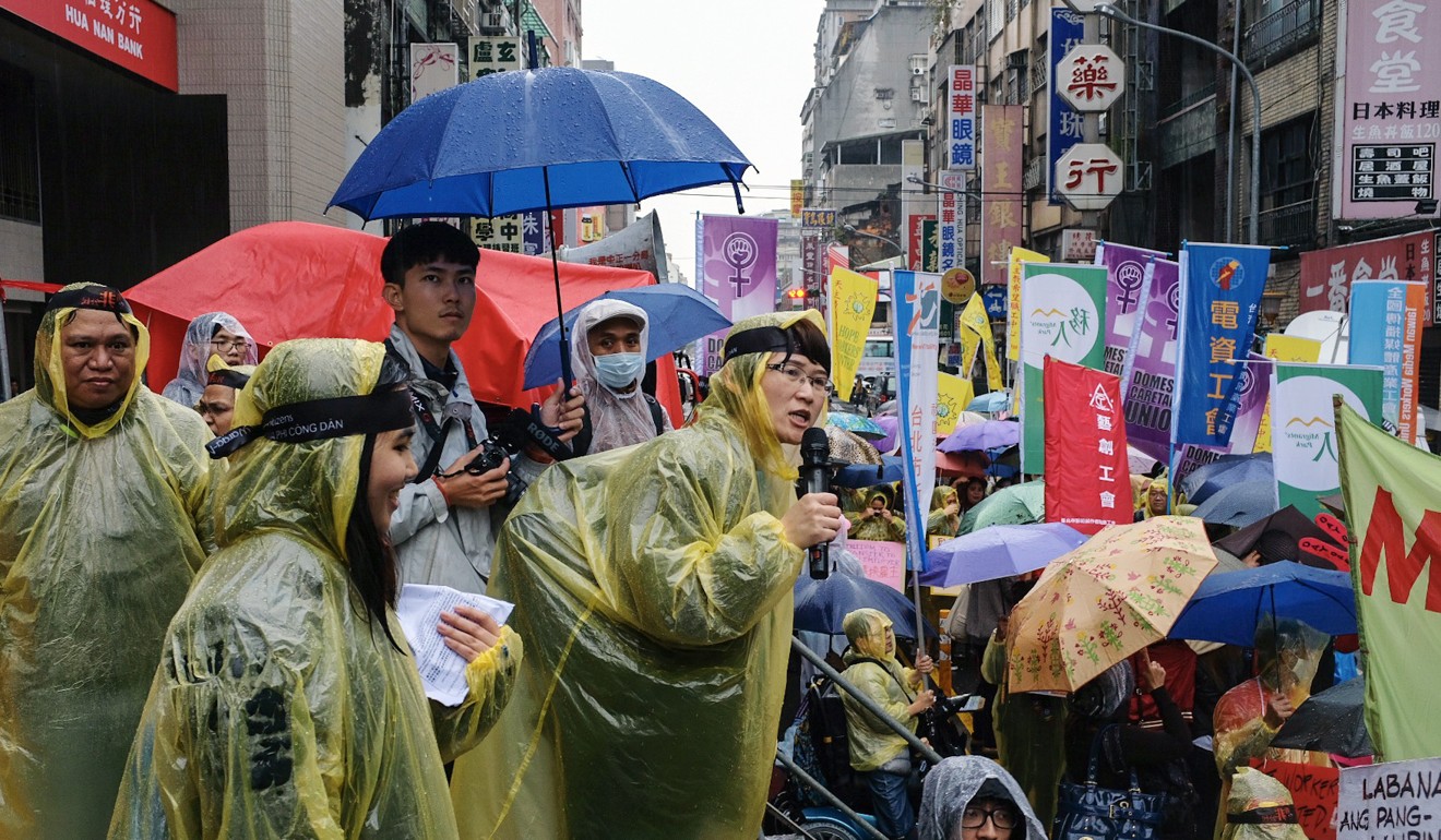 Migrant workers protest against unjust broker fees and working conditions in Taipei. Photo: Andy Ip