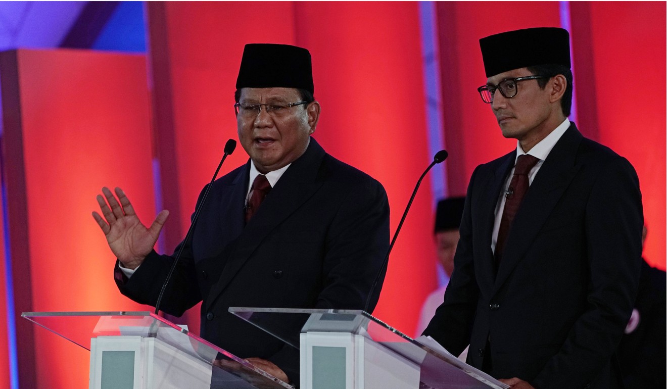 Prabowo Subianto (left) and his running mate Sandiaga Uno. Photo: Bloomberg