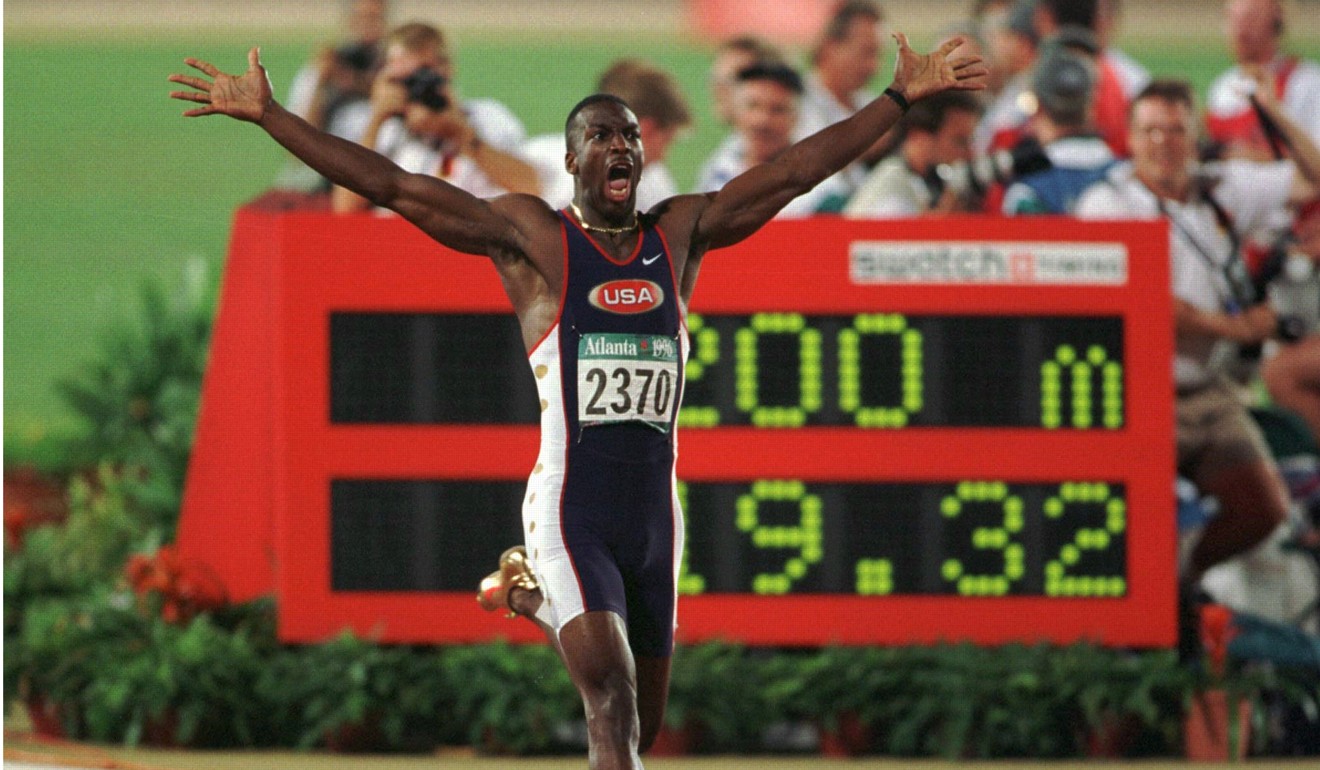 Michael Johnson, after breaking the world record in the 200 metres. Photo: Reuters