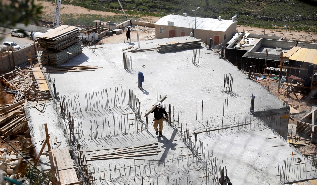 Builders in the Israeli settlement of Beitar Illit in the Israeli-occupied West Bank on April 7, 2019. Photo: Reuters