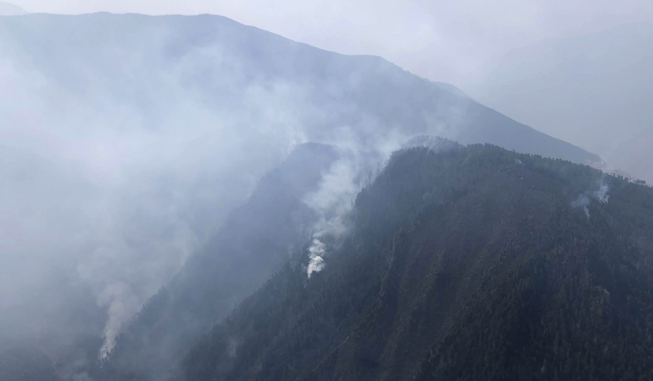 The forest fire happened in a remote area of Sichuan at an altitude of about 3,800 metres. Photo: Xinhua