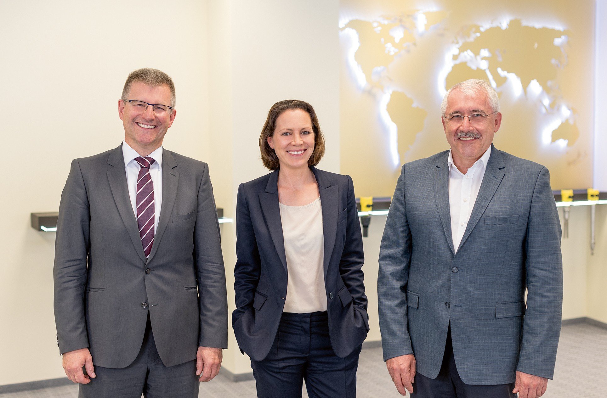(From left) Rainer Waltersbacher, managing director for development and production; Isabel Grieshaber, general partner; and Günter Kech, managing director for sales, marketing and information technology