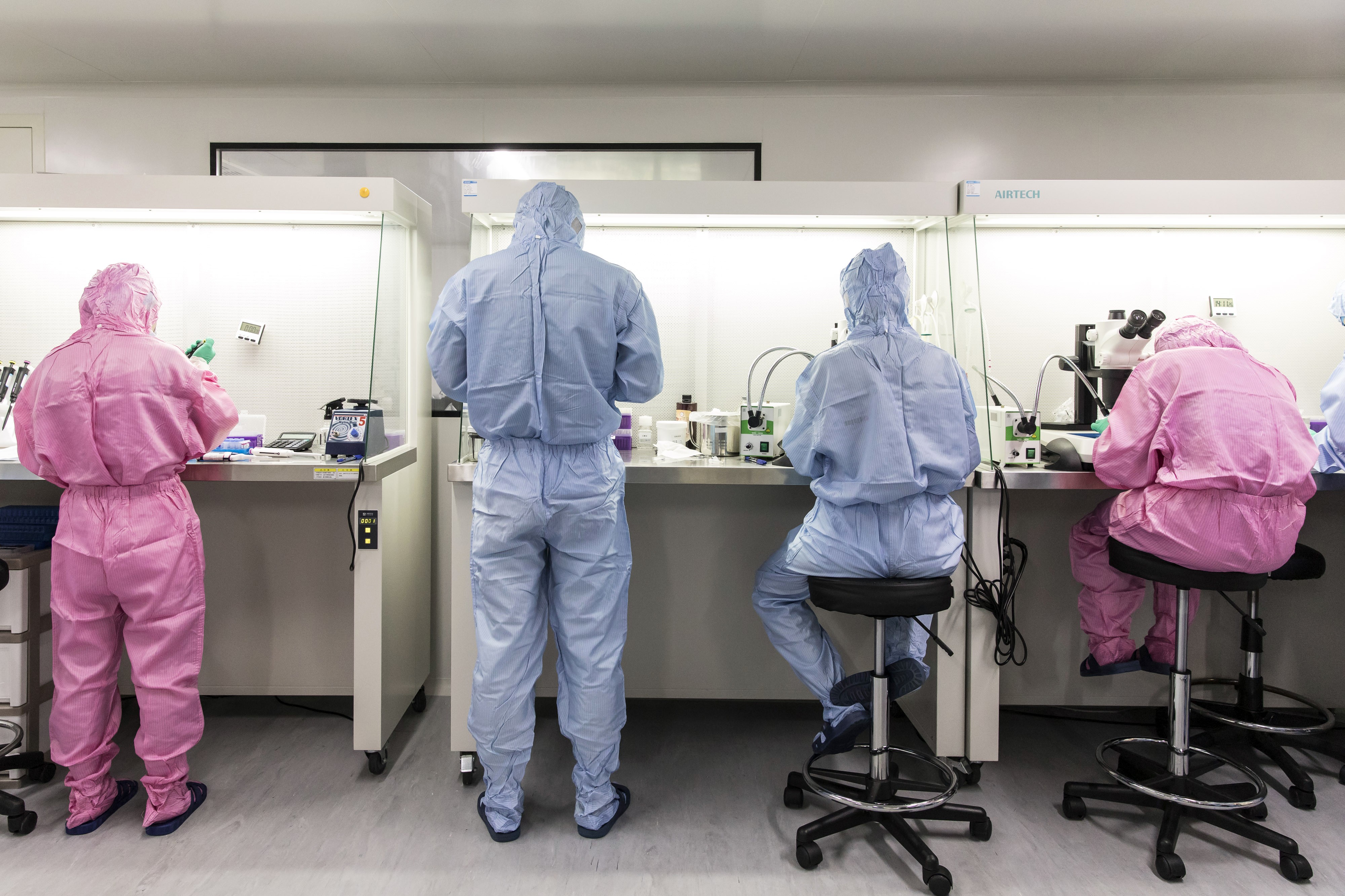 Technicians work in a Cyagen Biosciences laboratory in Taicang, Jiangsu province. A sound basis for economic growth is technological innovation, and there is plenty of useful and value-adding R&D to carry out. Photo: Bloomberg