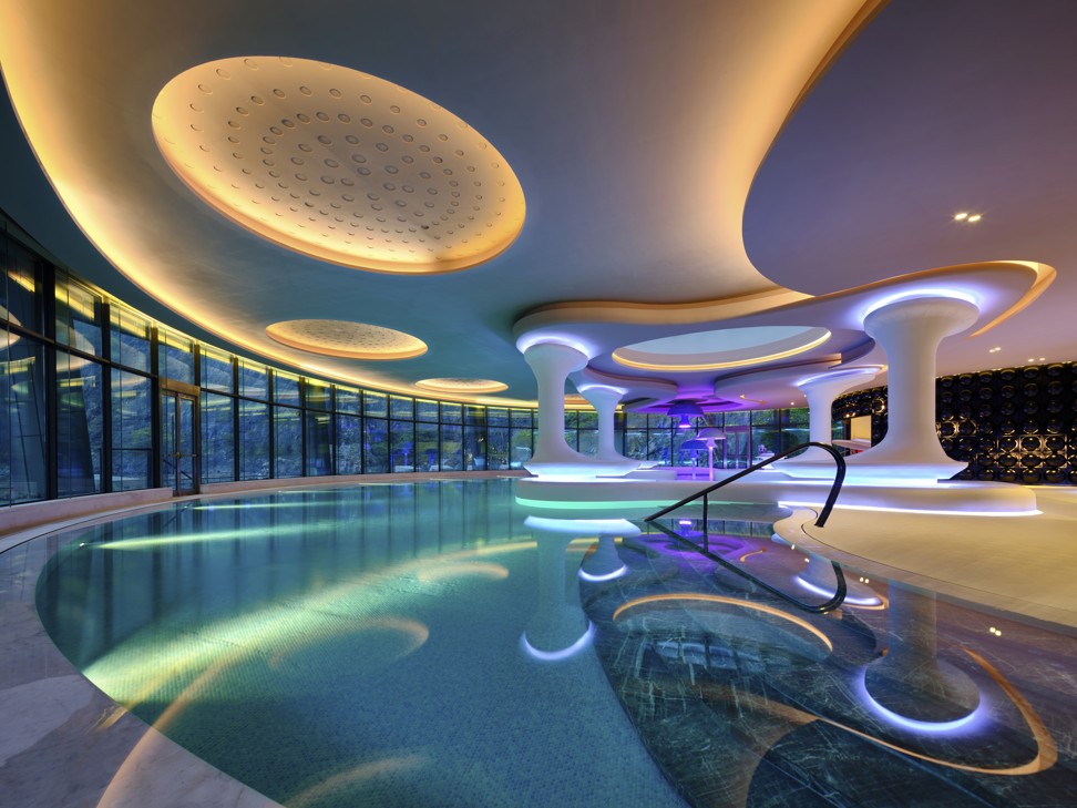 The hotel’s futuristic swimming pool.