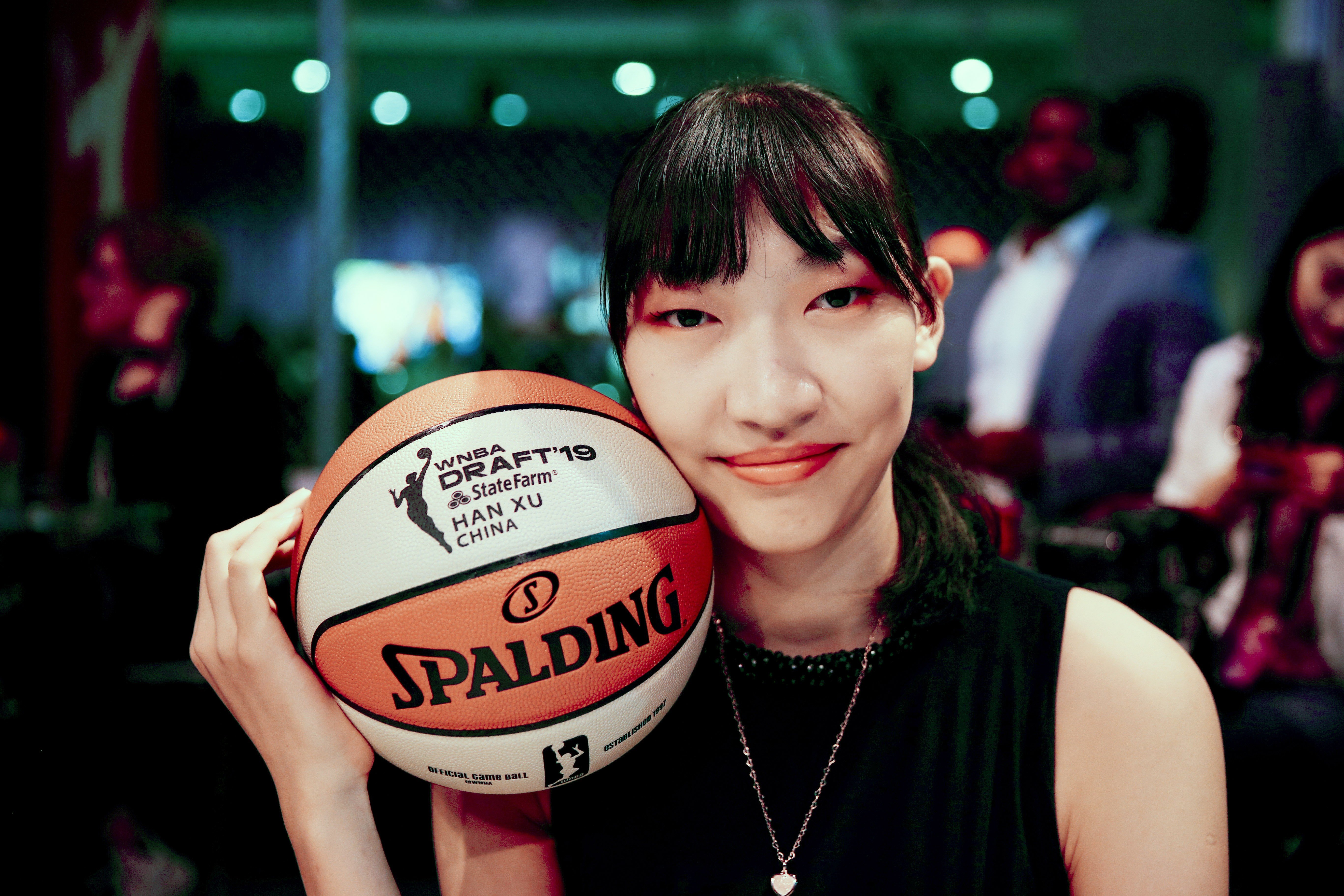 Han Xu of China before the WNBA women's basketball draft in New York. Photo: Xinhua