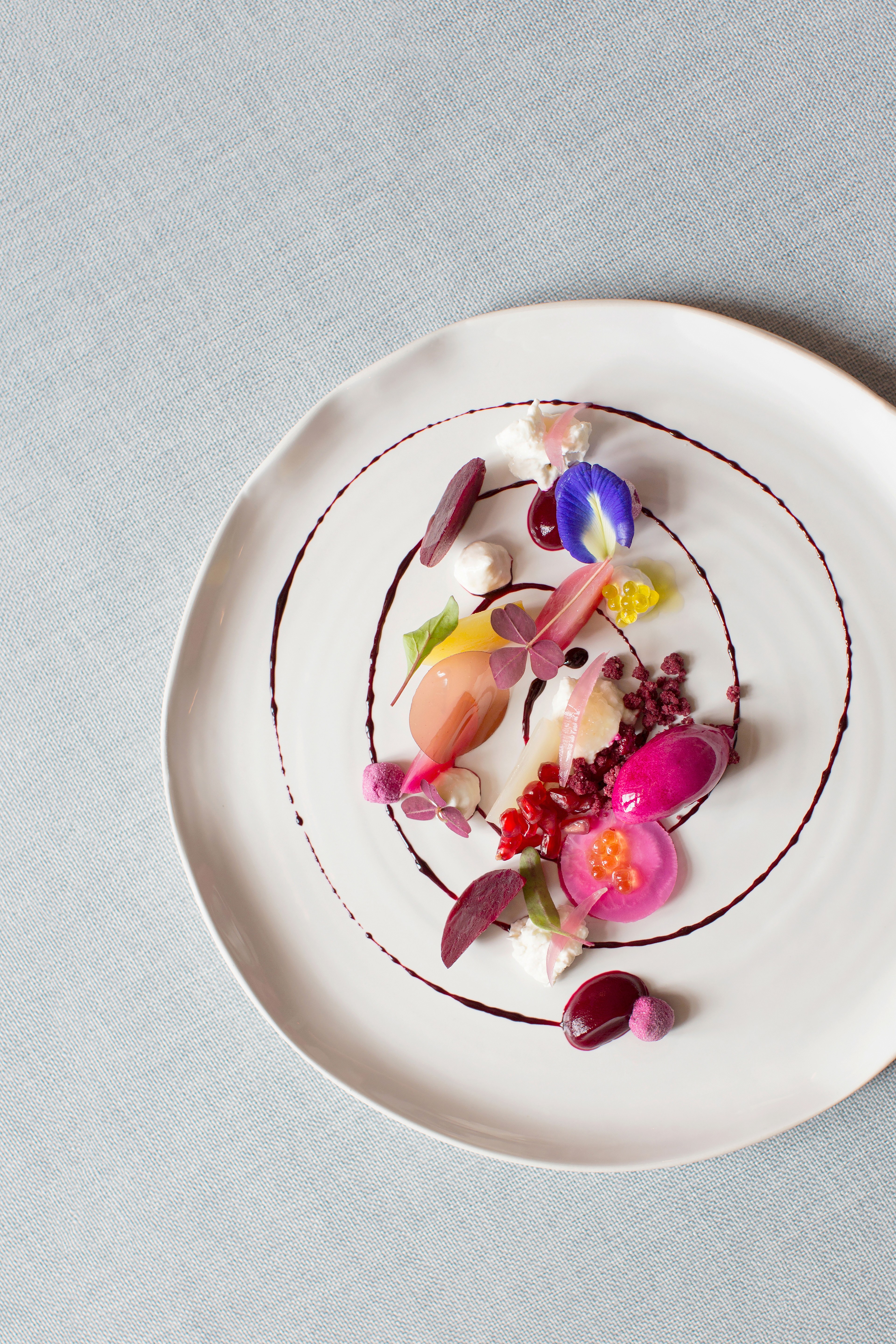 Signature heirloom beetroot dish at Odette, Julien Royer’s two-Michelin-star French restaurant in Singapore.