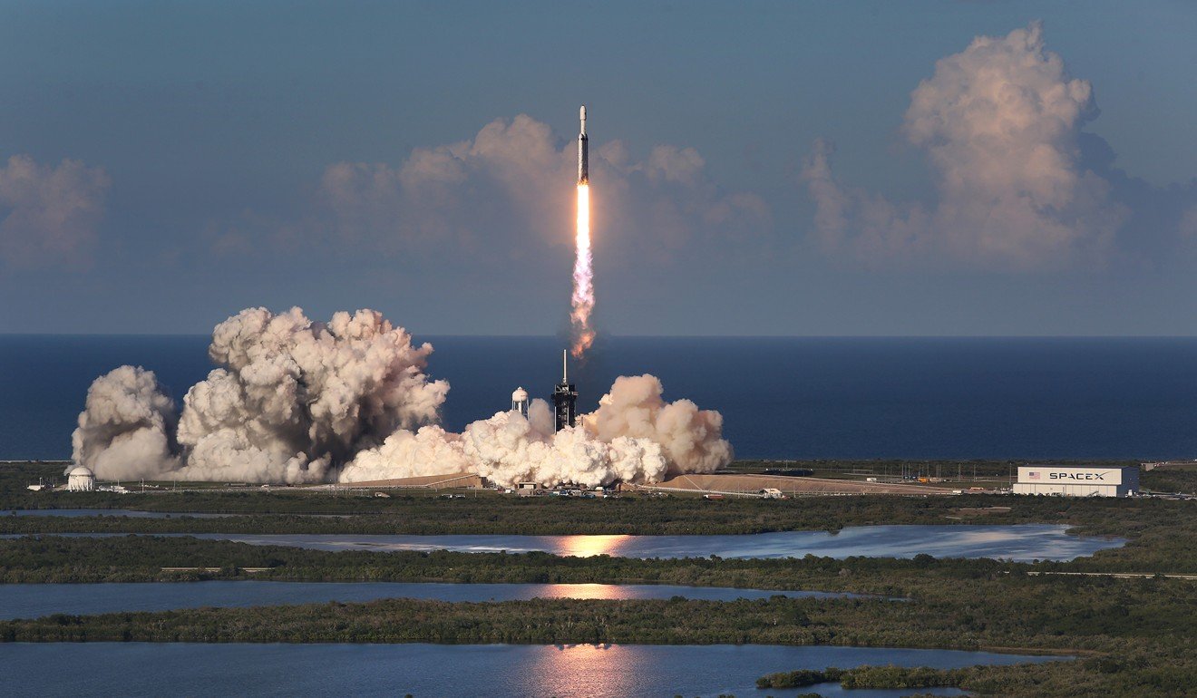 The SpaceX Falcon Heavy rocket lifts off from Kennedy Space Centre, Florida on April 11, 2019. Photo: TNS