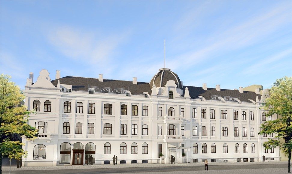 An artist’s impression of the grand facade of the Britannia, in Trondheim, in Norway.