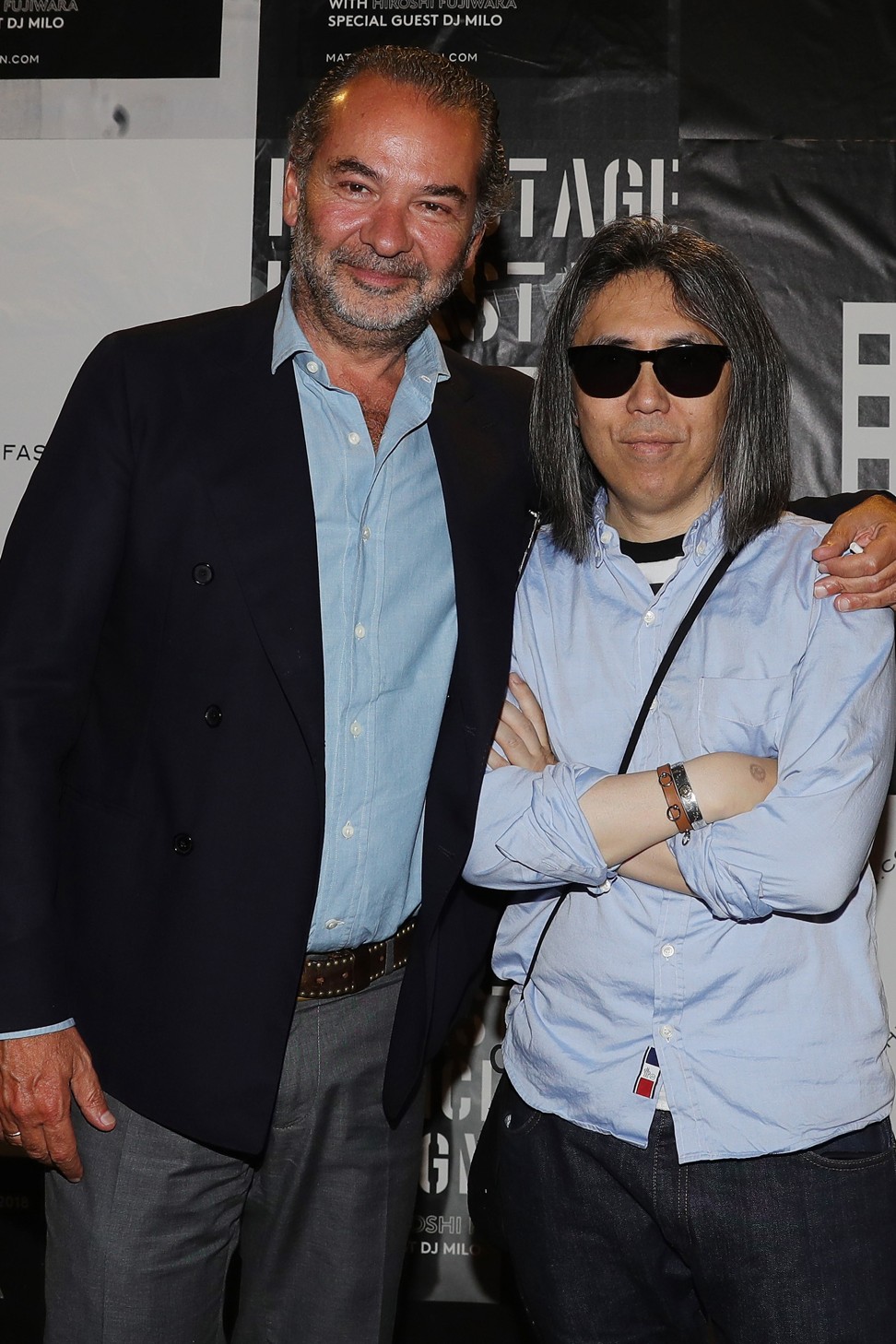 Moncler fashion brand owner Remo Ruffini (left) and Fujiwara. Photo: Getty Images for Moncler
