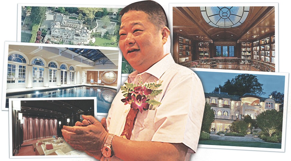 Chinese businessman Chen Mailin, and photos of his 17,000 sq ft mansion in Vancouver’s exclusive Point Grey neighbourhood. Photo montage SCMP