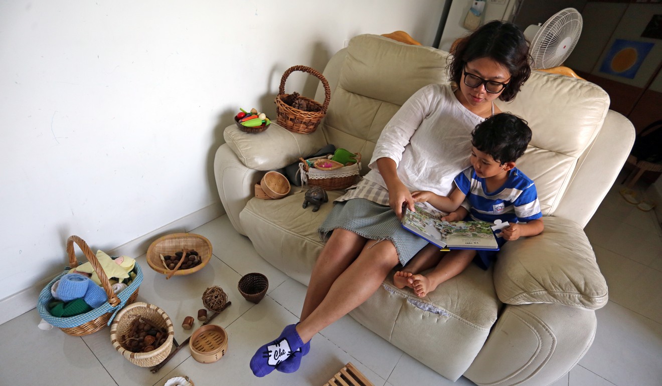 Home-schooler and social worker Tse Lai-man said she would teach her son for as long as possible, or until he asked to be enrolled in school. Photo: Jonathan Wong