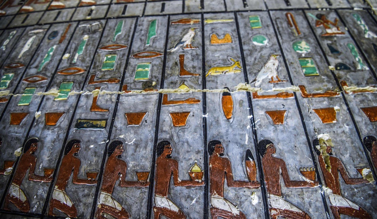 Another wall from inside the tomb. Photo: AFP