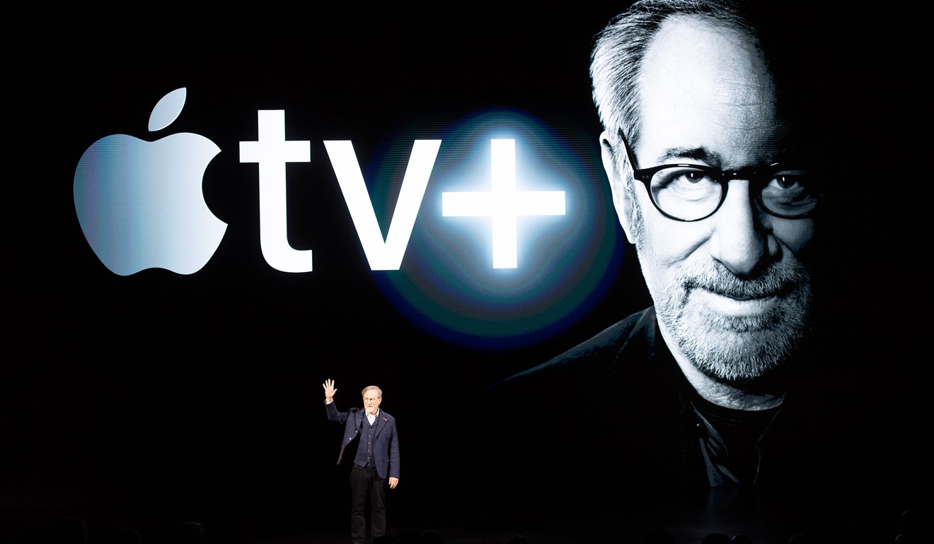 Steven Spielberg at an event launching Apple TV+ at Apple’s headquarters in Cupertino, California. Photo: AFP