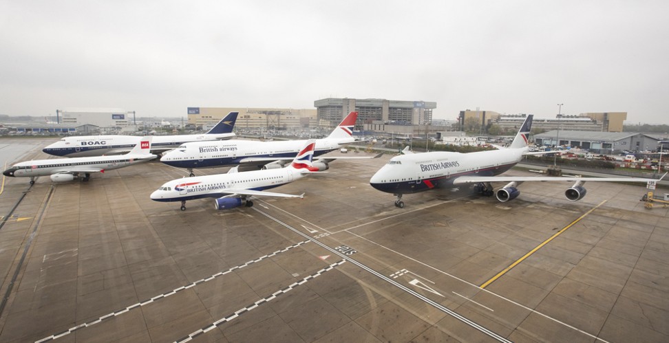 British Airways’ heritage liveries at Heathrow Airport.