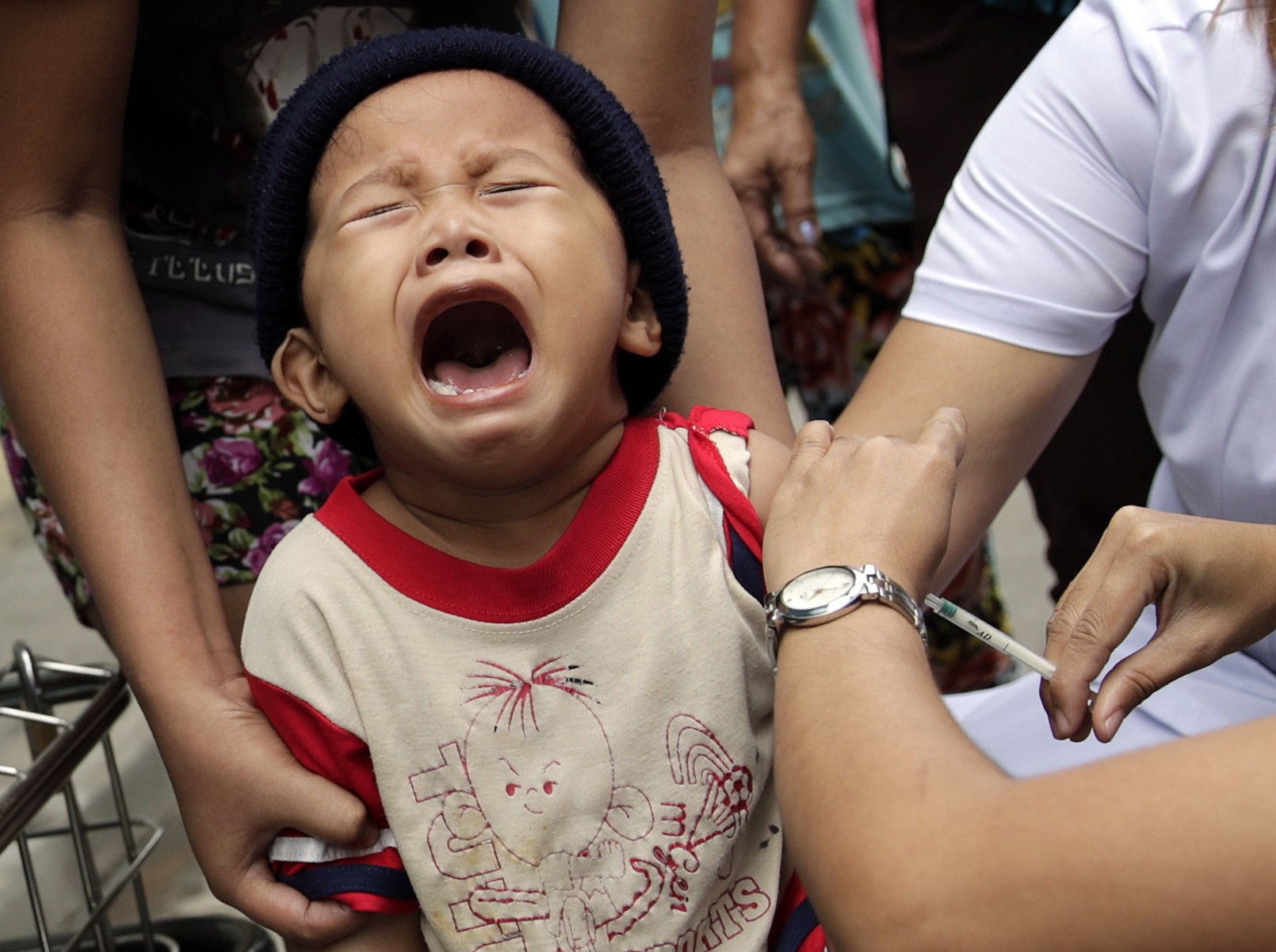 A boy in Las Pinas City in the Philippines receive a measles vaccine during a nationwide immunisation programme in February. Photo: EPA-EFE