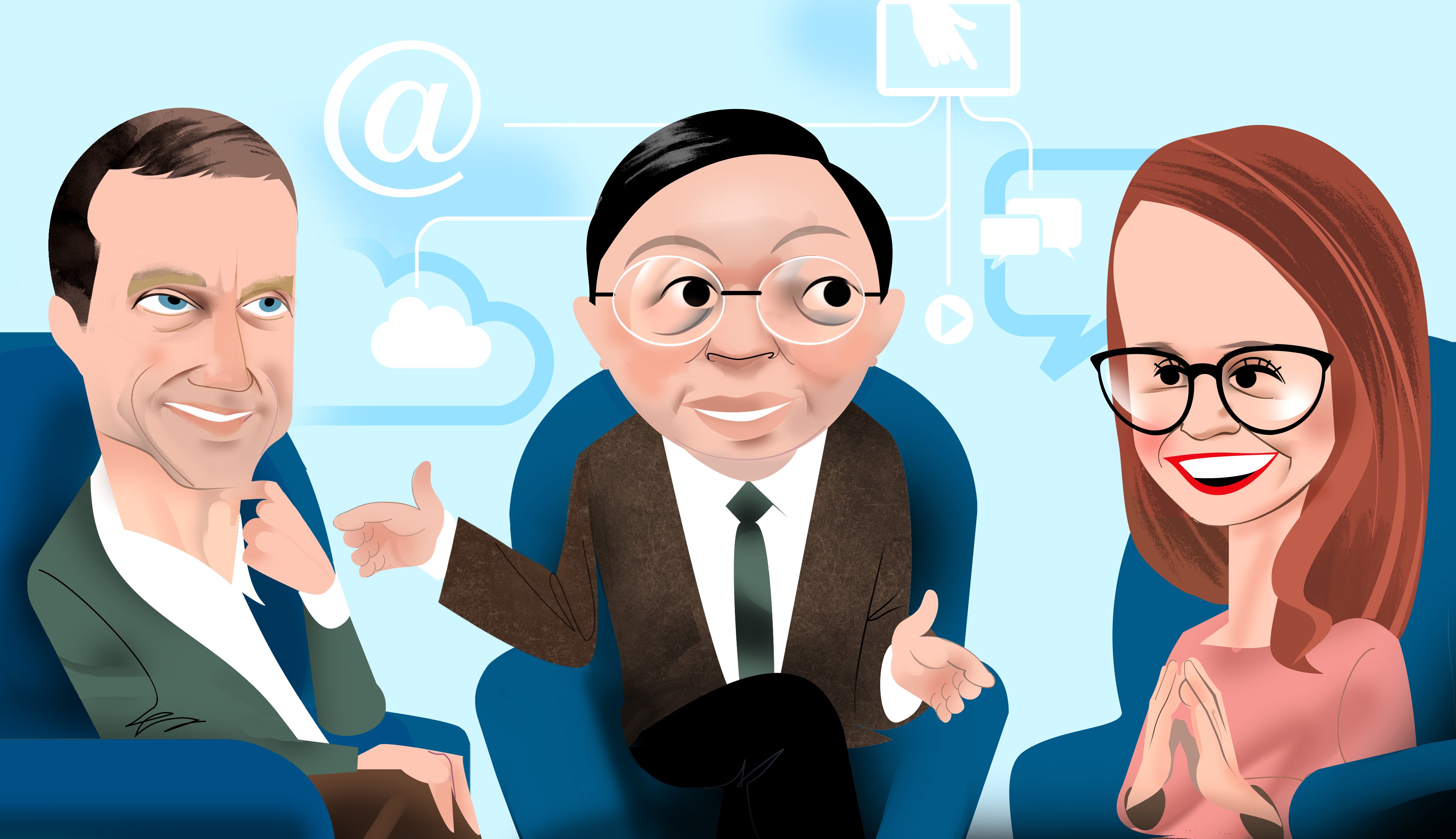 Three leaders in tech are speakers at this year’s IES about the problems posed by the introduction of new technology, the roll-out of e-governance and the importance of collaboration. Illustration: Luis Grañena Lopez