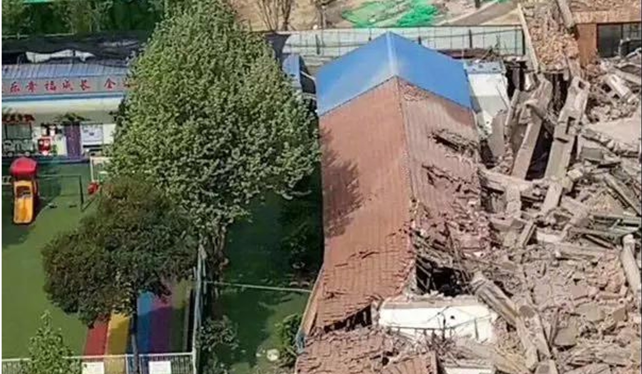 The kindergarten is next to a former factory that is being redeveloped by Country Garden. Photo: Weibo
