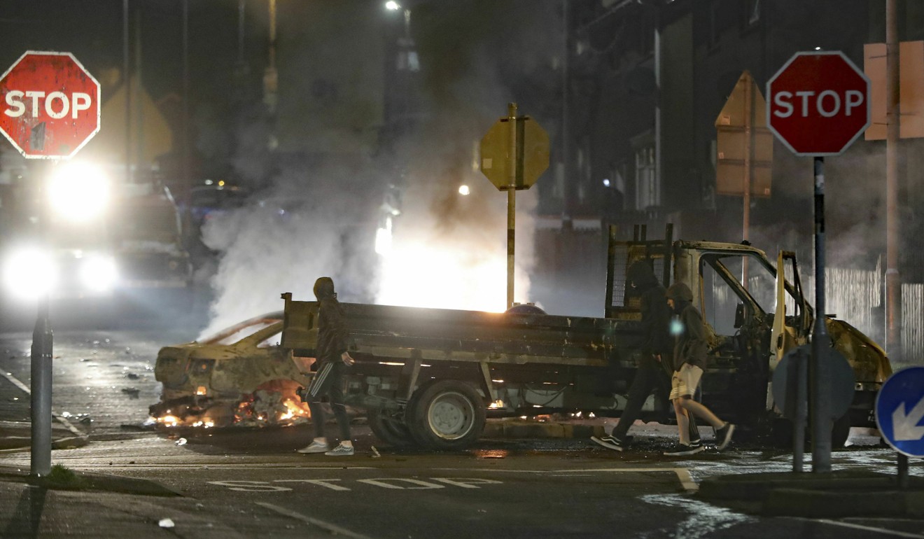 The scene of unrest in Creggan. Photo: AP