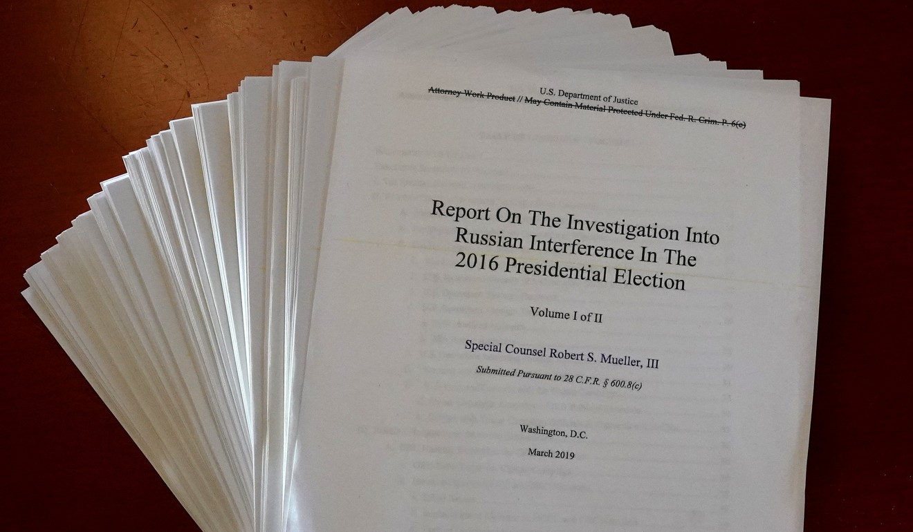 The Mueller Report on the Investigation into Russian Interference in the 2016 Presidential Election was released on Thursday, April 18, 2019. Photo: Reuters