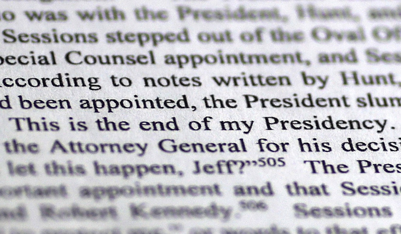 A page from the Mueller report released on Thursday. According to a person interviewed by Mueller's team, in response to news about the special counsel investigation, US President Donald Trump said: ‘Oh my God. This is terrible. This is the end of my presidency.’ Photo: Getty Images/AFP