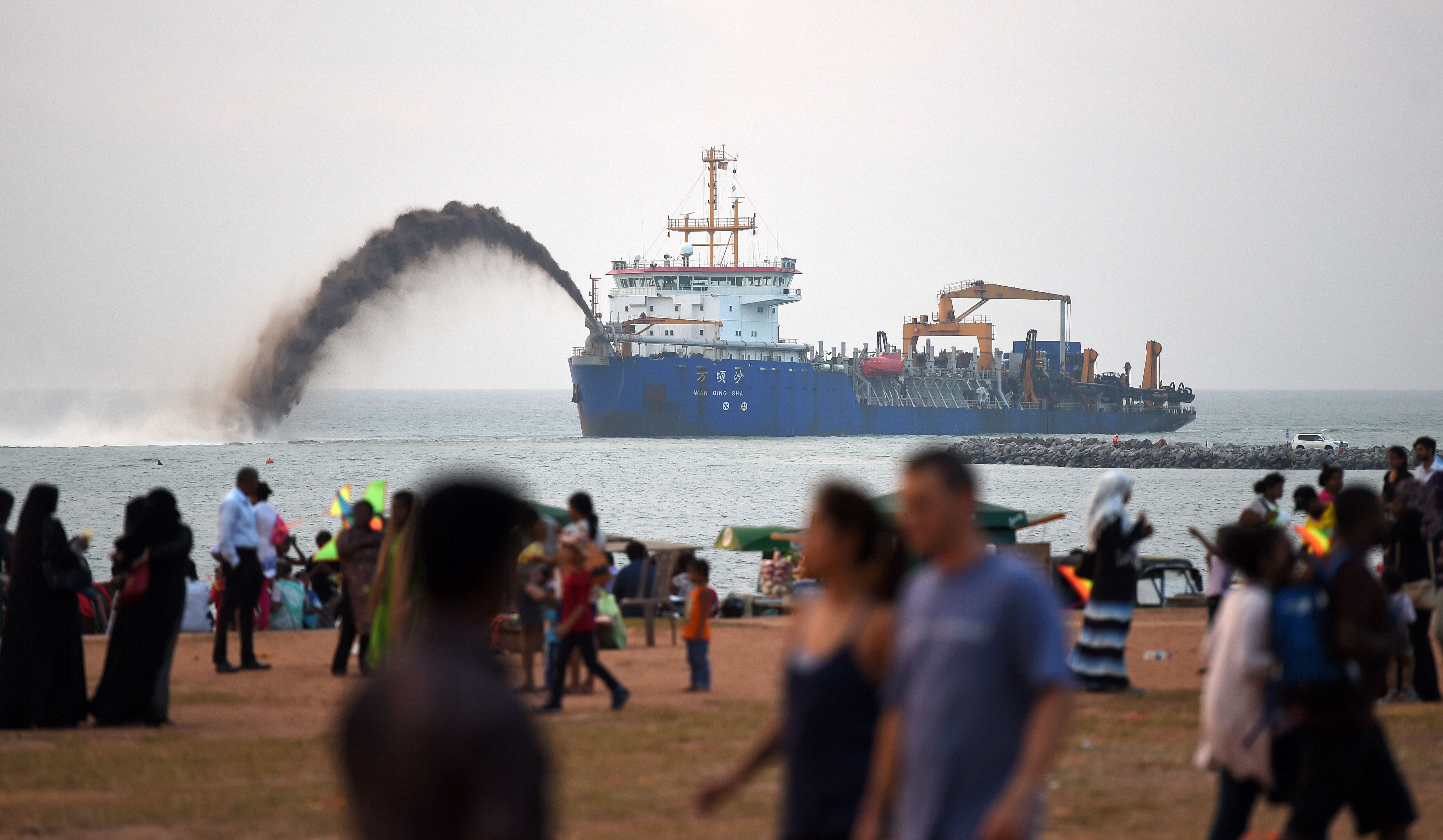 A Chinese dredger at work outside the Port of Colombo in Sri Lanka. Photo: AFP