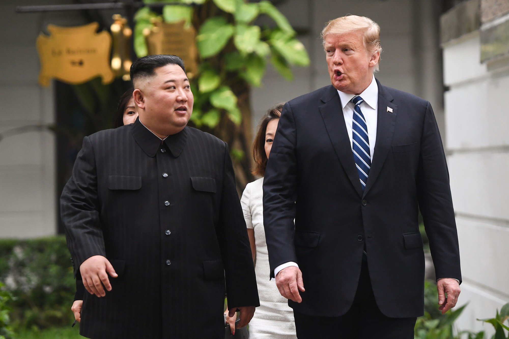 Donald Trump with Kim Jong-un at their summit in Hanoi in February. Photo: AFP