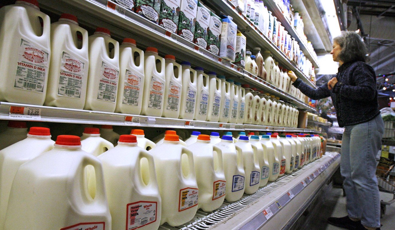The milk aisle at a supermarket in the US. File photo: AP