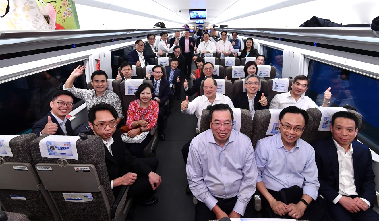 Hong Kong lawmakers left Shanghai by high-speed train on Wednesday to continue their trip in Hangzhou. Photo: Handout