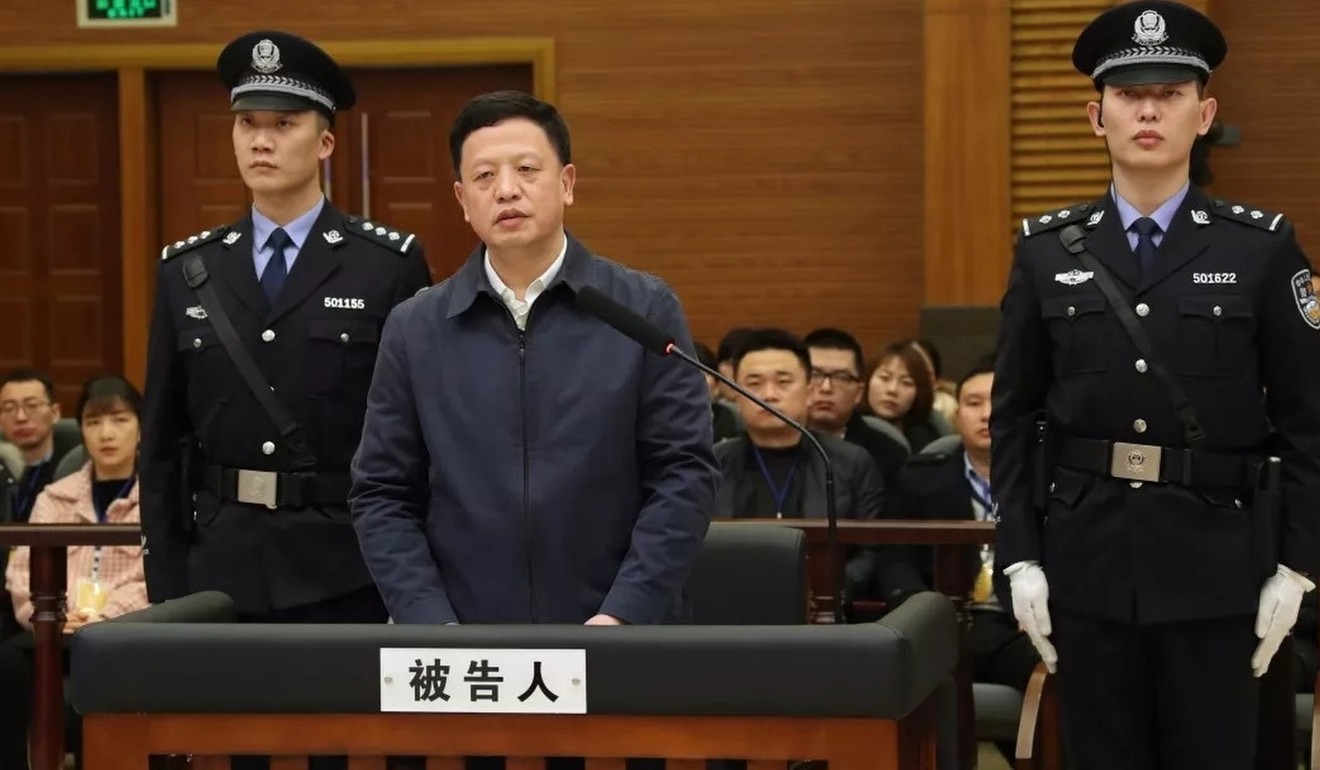 Wang Xiaoguang stands trial at the Chongqing Intermediate People’s Court in December. Photo: Handout