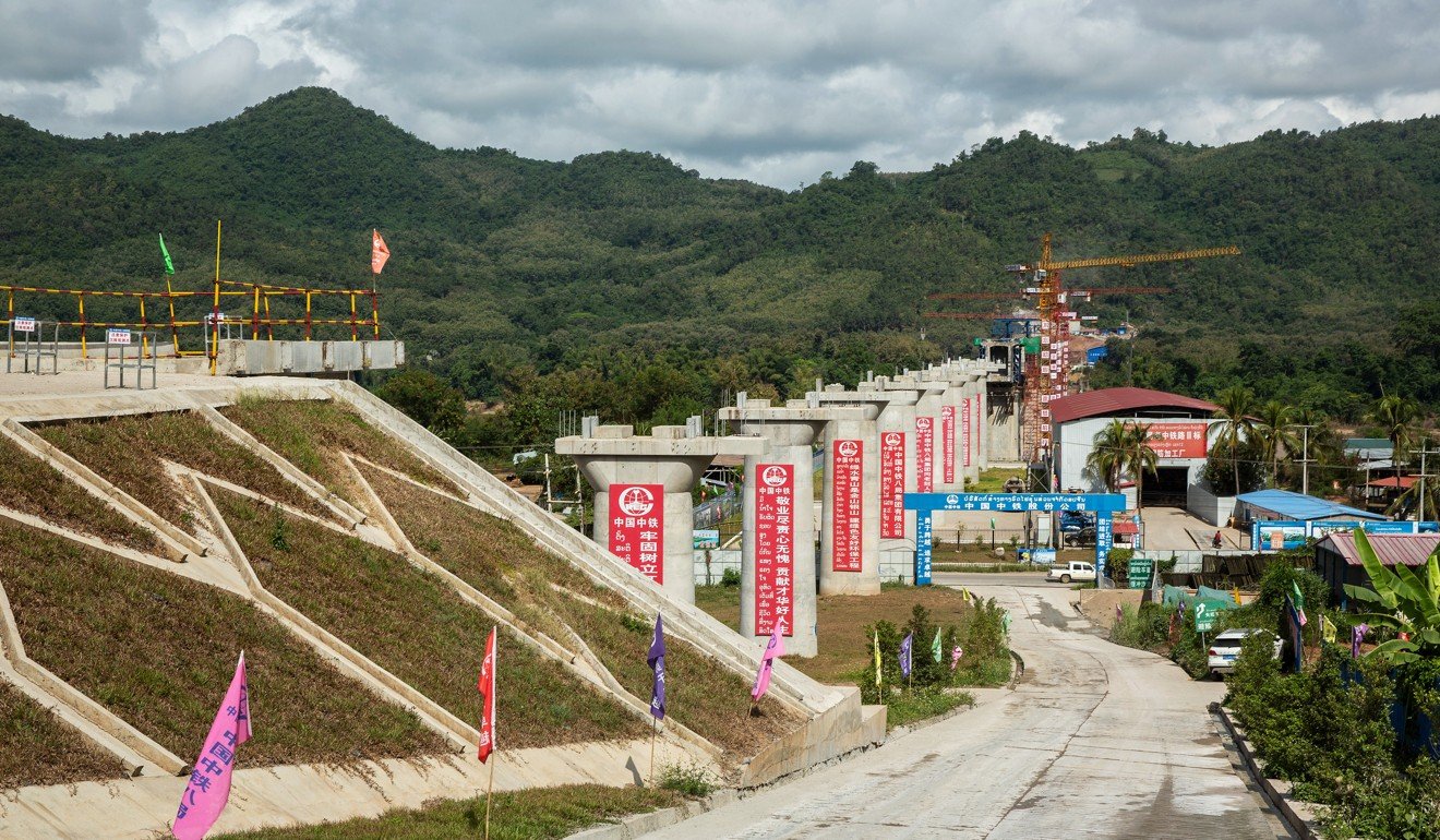 A section of the China-Laos Railway under construction near Luang Prabang in 2018. Photo: Bloomberg