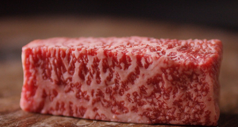 Rich marbling on one of the Wagyu steaks served at Joseph Decuis in Indiana.