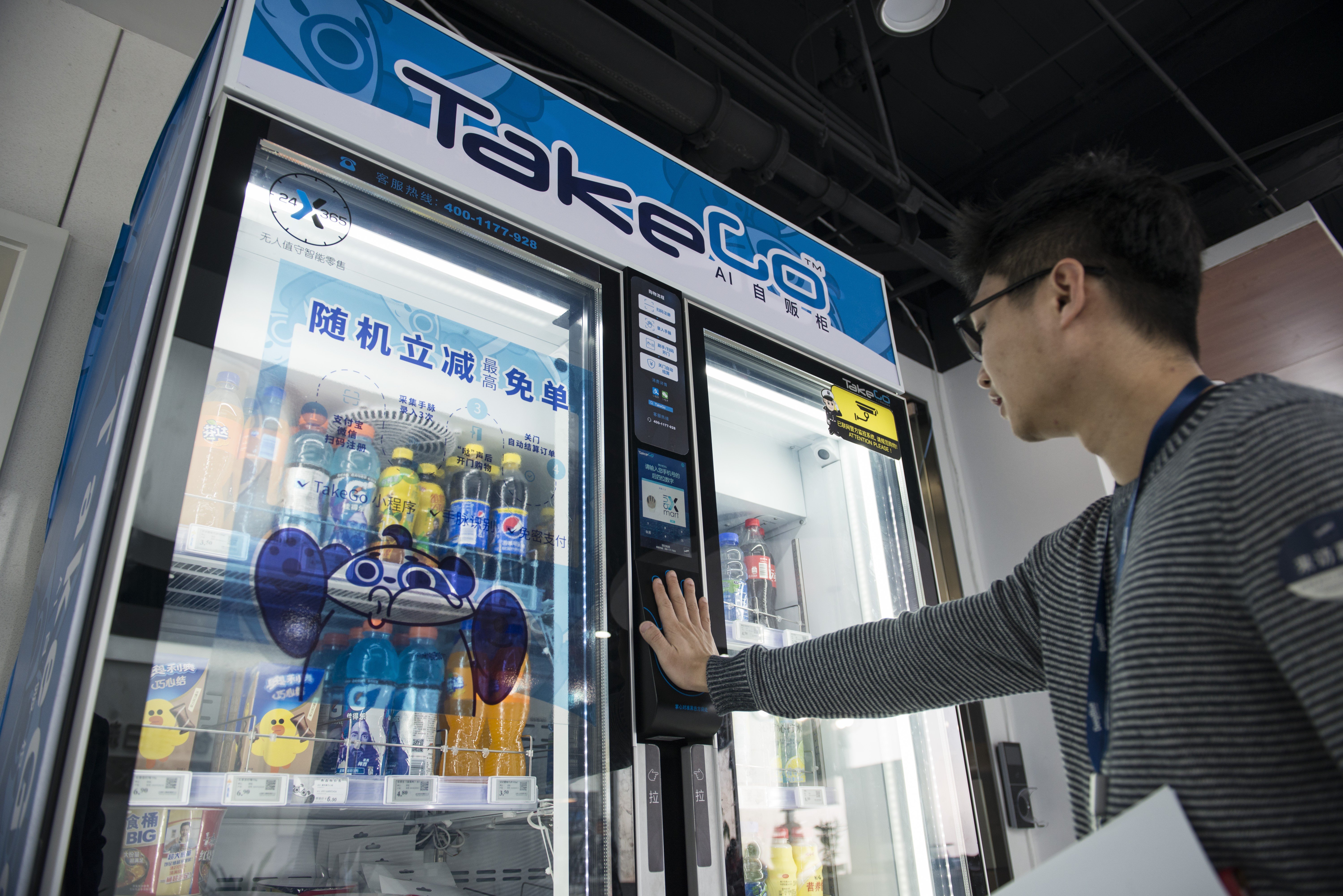 DeepBlue’s TakeGo vending machine uses vein-pattern-recognition technology. Photo: Zigor Aldama
