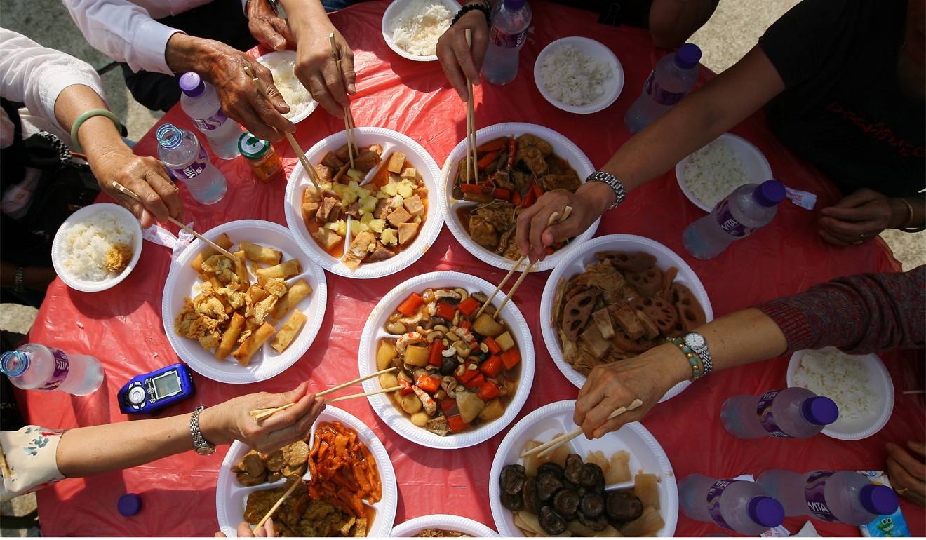 In line with tradition, only vegetarian food is served. Photo: SCMP