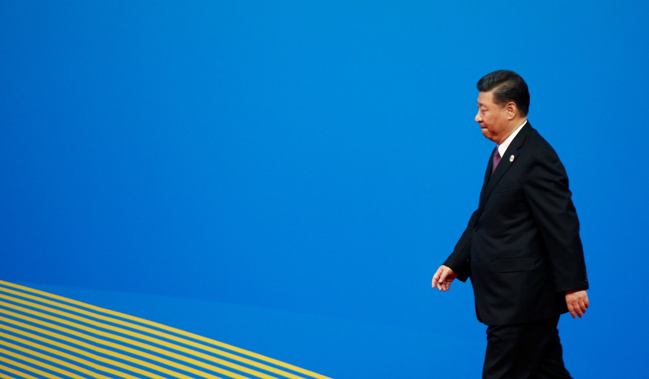 Chinese President Xi Jinping leaves the stage after his keynote speech at the second Belt and Road Forum in Beijing. Photo: Reuters
