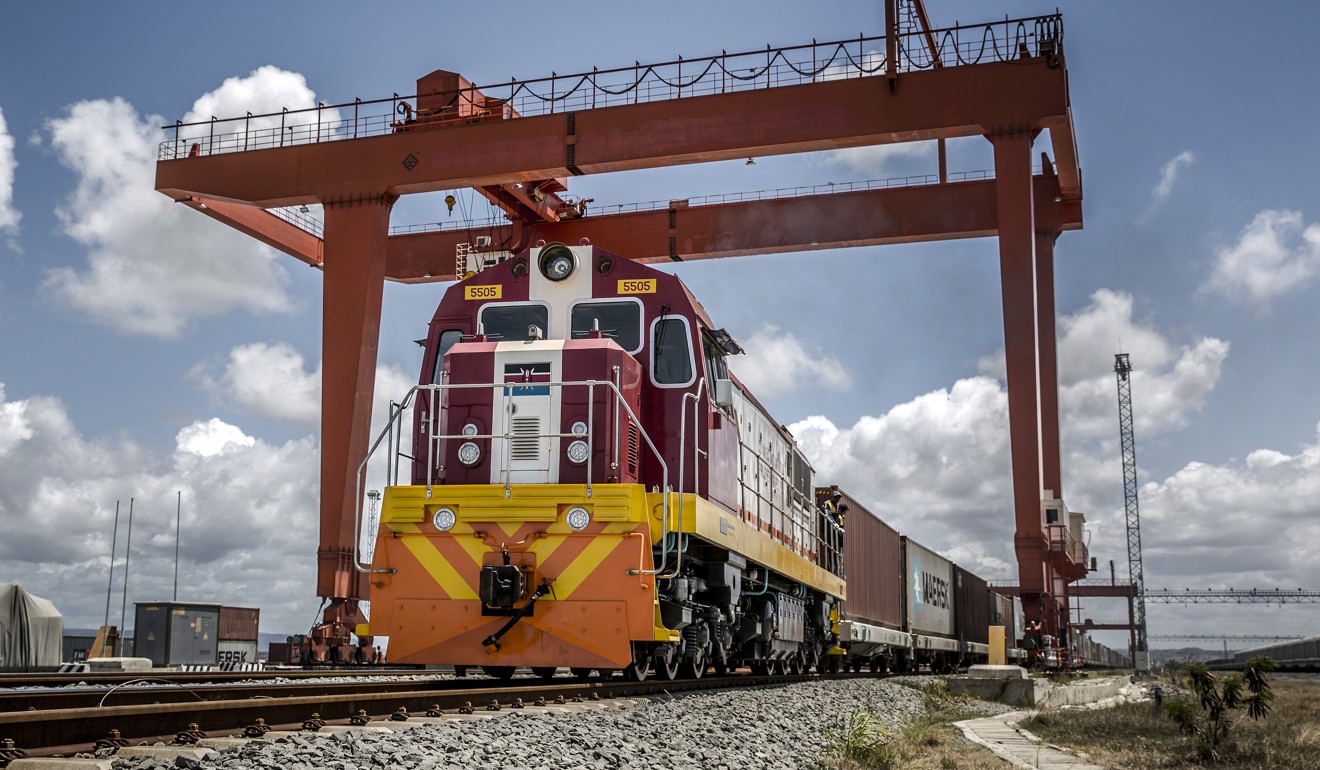 A freight train carrying shipping containers in Mombasa, Kenya. File photo: Bloomberg