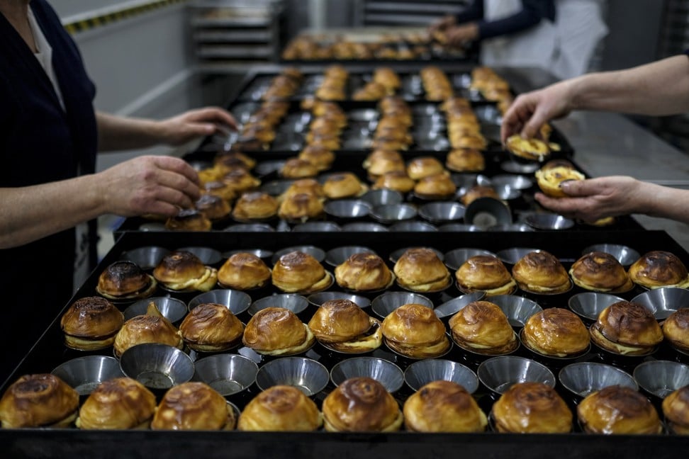 Cooked pasteis de nata at the Pasteis de Belem cafe. Photo: Bloomberg
