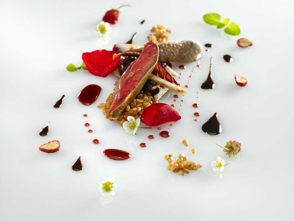 A roast pigeon dish by Colagreco.