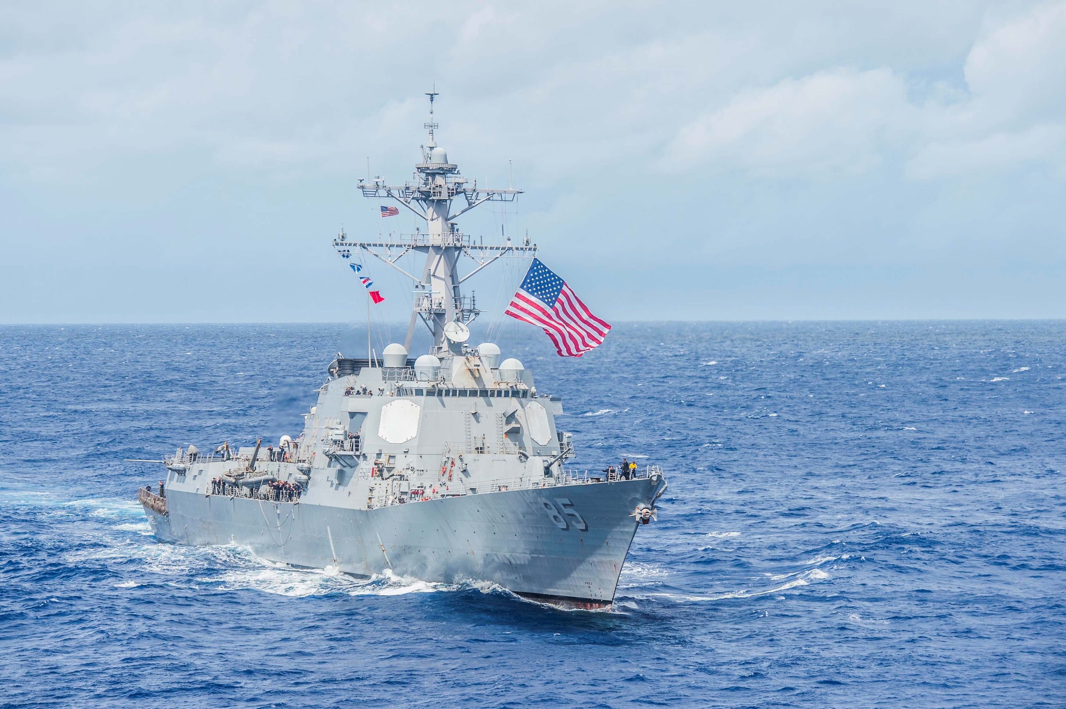 The US Navy’s guided-missile destroyer USS McCampbell sails through the Philippine Sea. Photo: Reuters