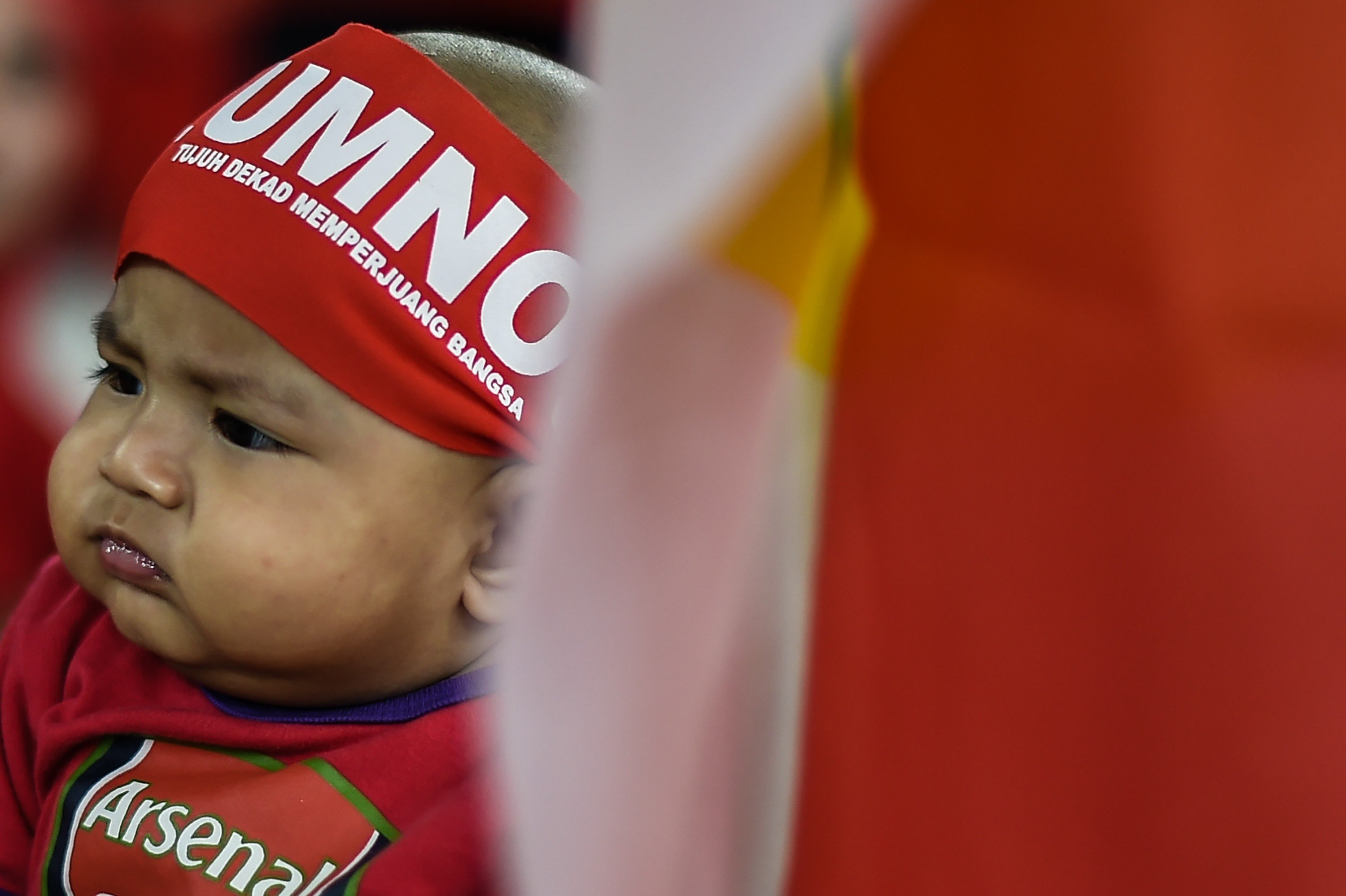 A young supporter at an Umno rally in Kuala Lumpur. Photo: AFP