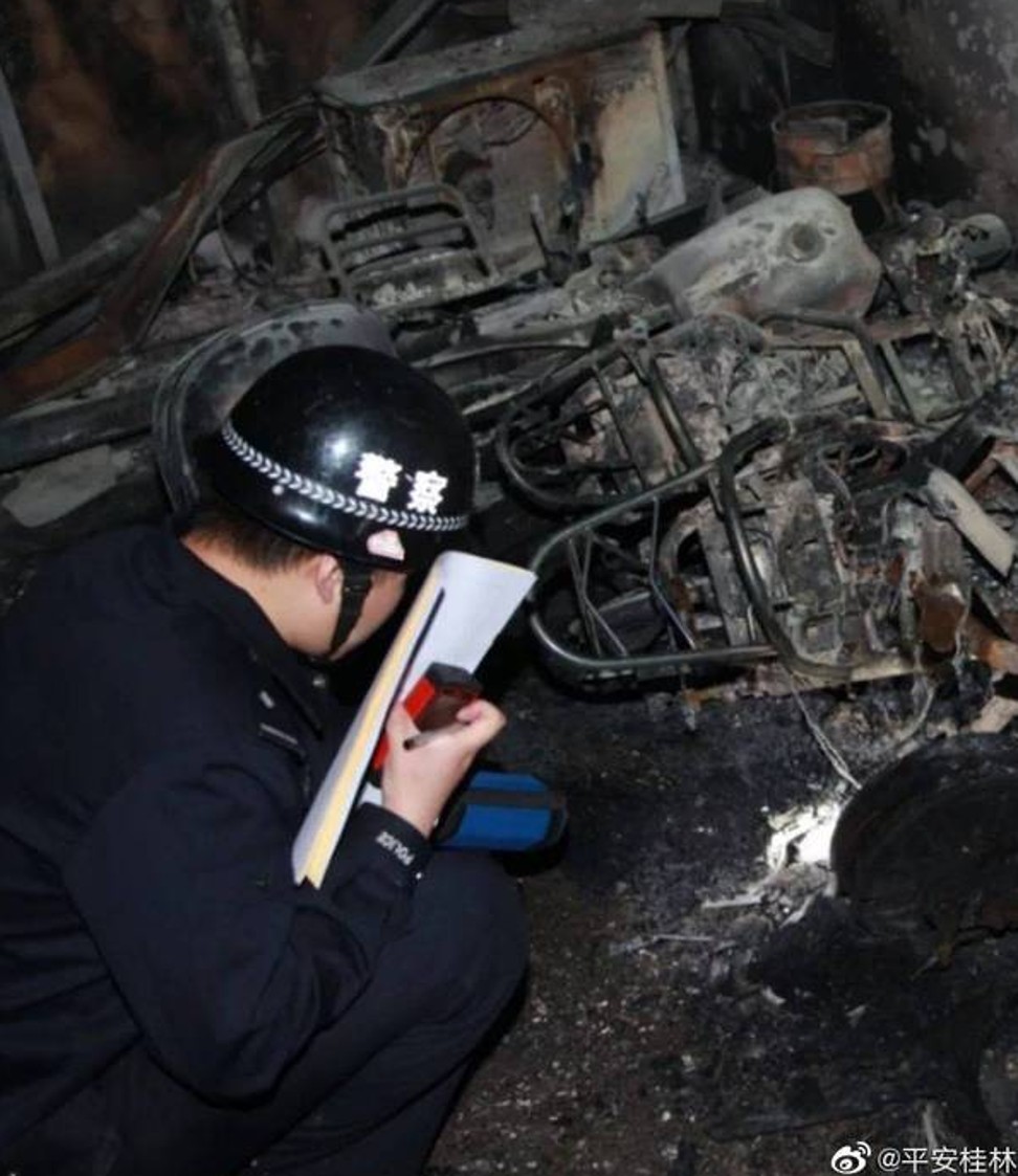 Fire and rescue teams suspect the fatal blaze started in a ground floor parking space where electric scooters were kept. Photo: Weibo