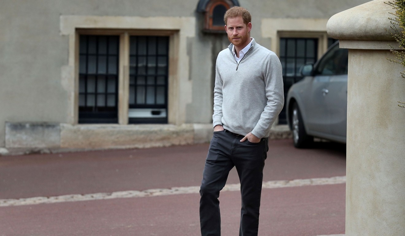 Britain’s Prince Harry, Duke of Sussex, speaks to the press at Windsor Castle on Monday after the birth of his son. Photo: AFP