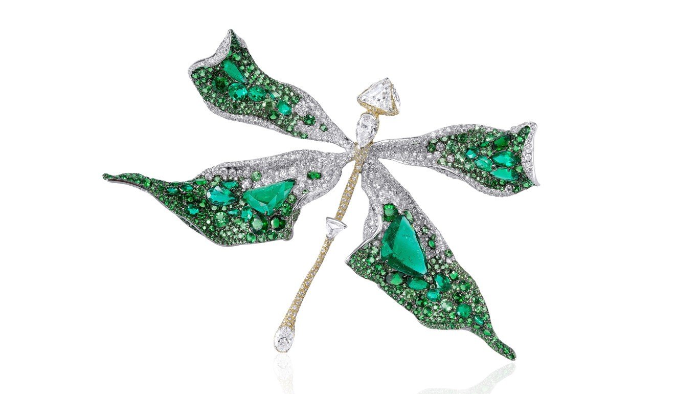 Emerald Dragonfly Brooch from Cindy Chao The Art Jewel