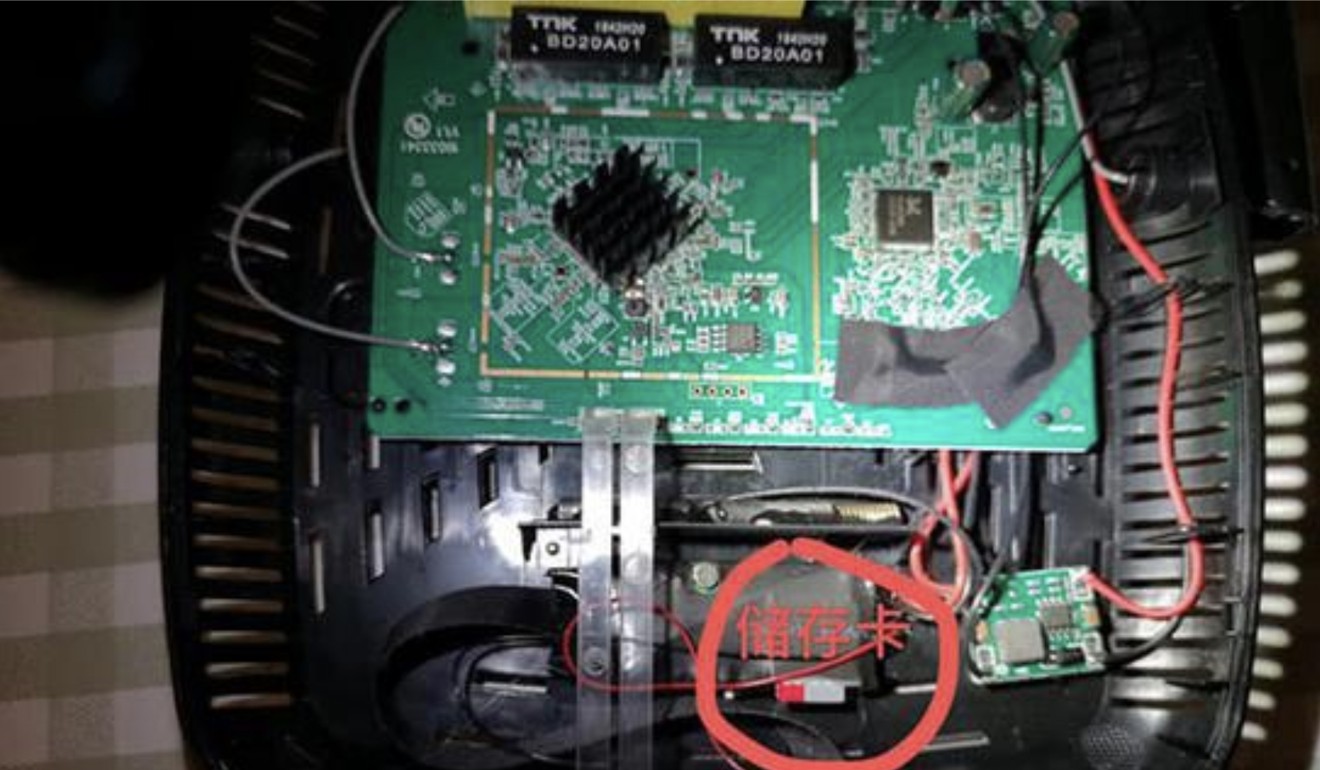 The router contained a memory card that had been used to record guests. Photo: Sina