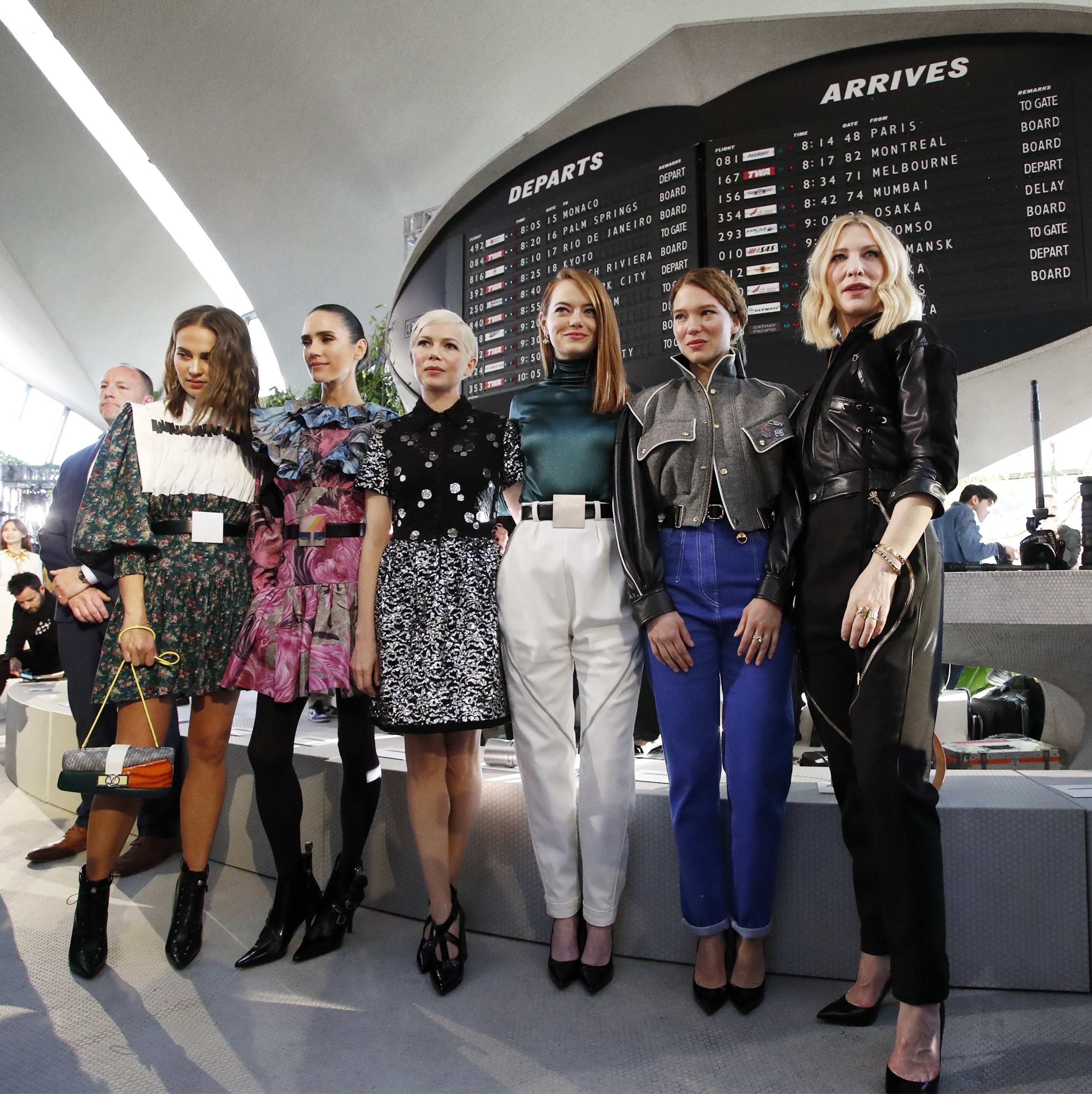 Jennifer Connelly, Emma Stone and Cate Blanchett pose at JFK for Louis  Vuitton's cruise show