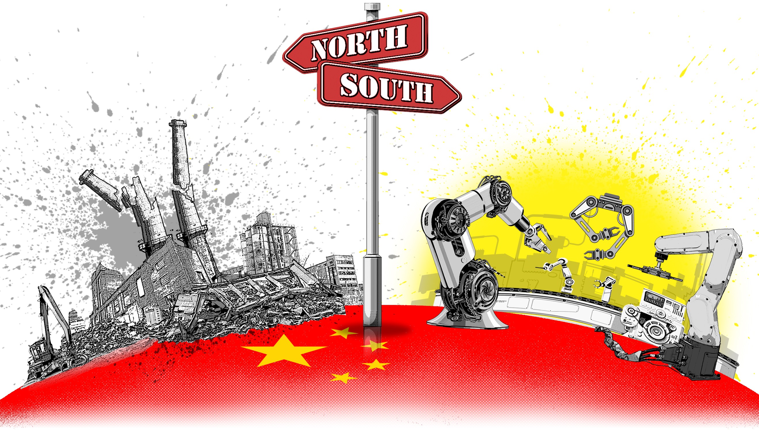 China’s northeast rust belt, once the pride and birthplace of China’s industrial development, is in its biggest economic slump. Illustration: Henry Wong