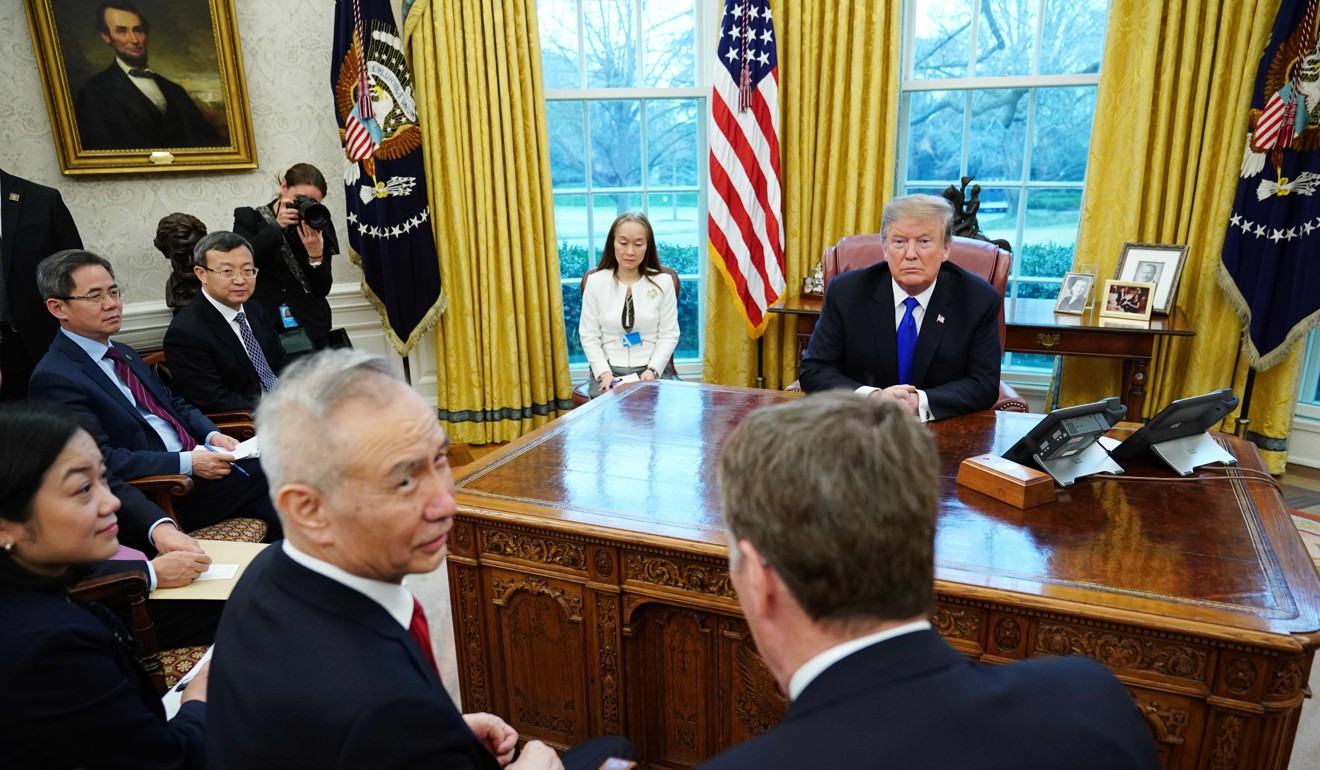 Chinese Vice-Premier Liu He, shown in February at the White House with US President Donald Trump during an earlier round of trade talks. Photo: AFP