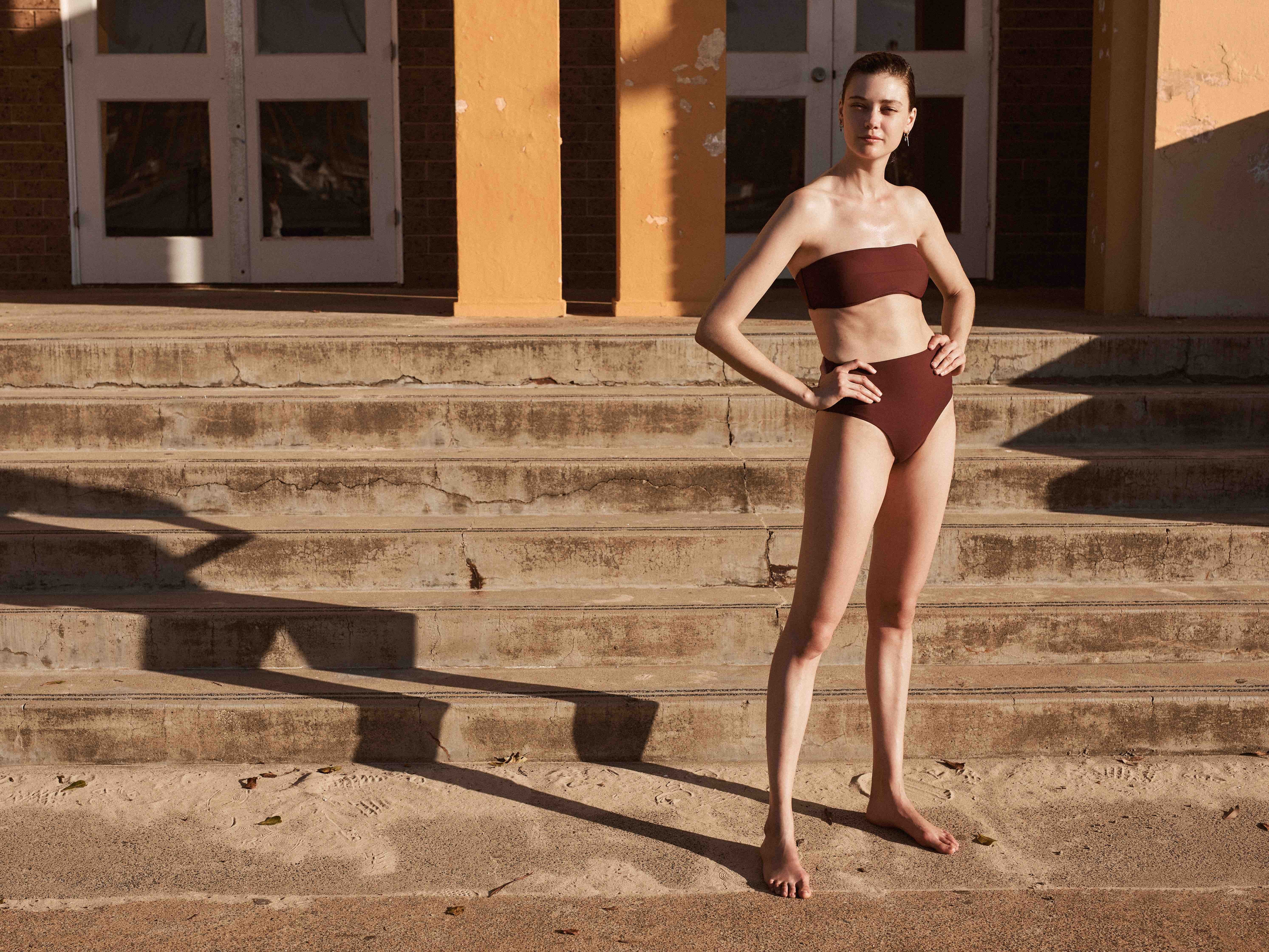 An outfit from emerging luxury brand Bondi Born’s swimwear range, which will be on show at the Mercedes-Benz Fashion Week Australia in Sydney, Australia.