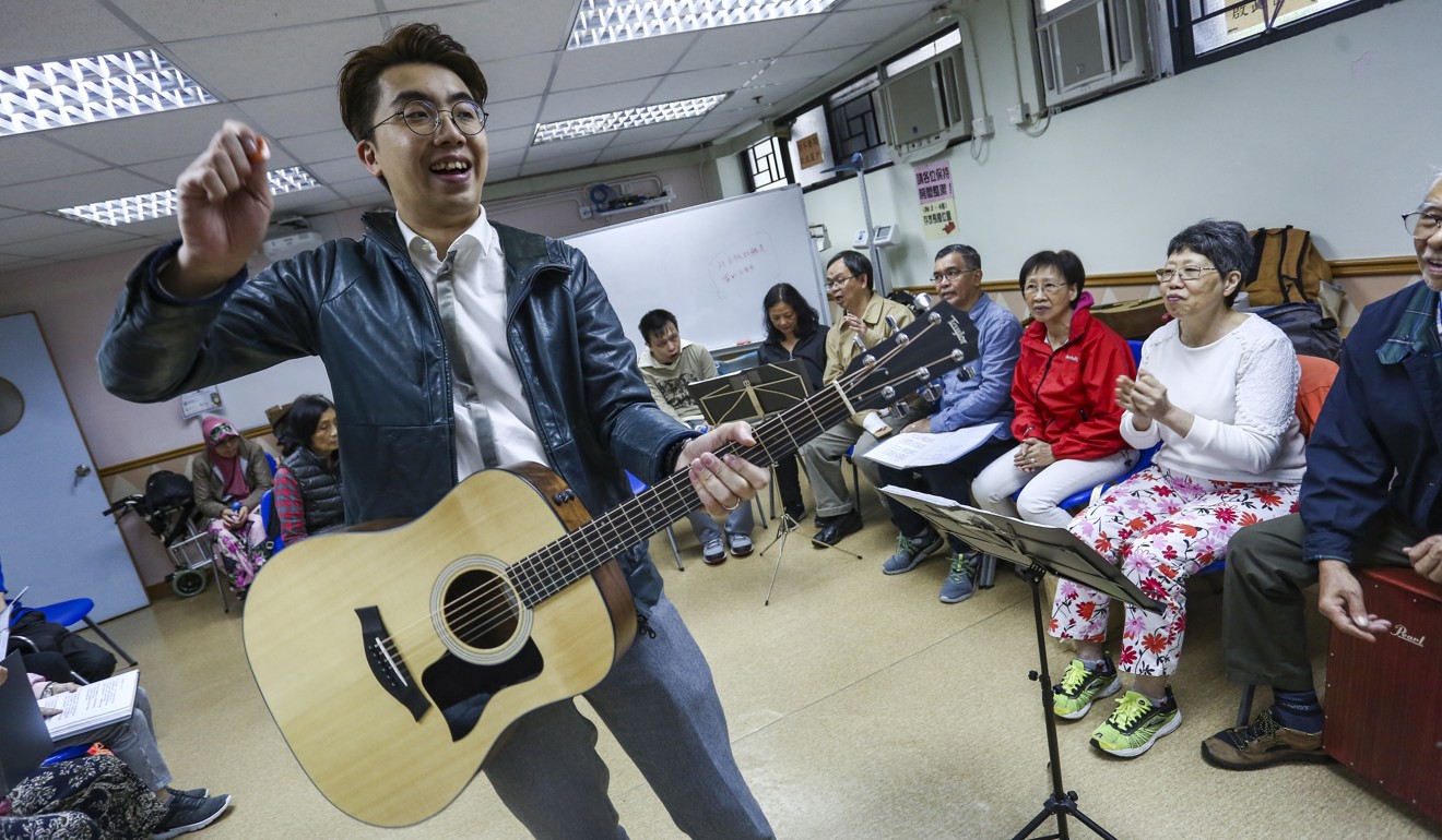 Chung King-man selects songs based on the patients’ needs and tastes. Photo: Jonathan Wong