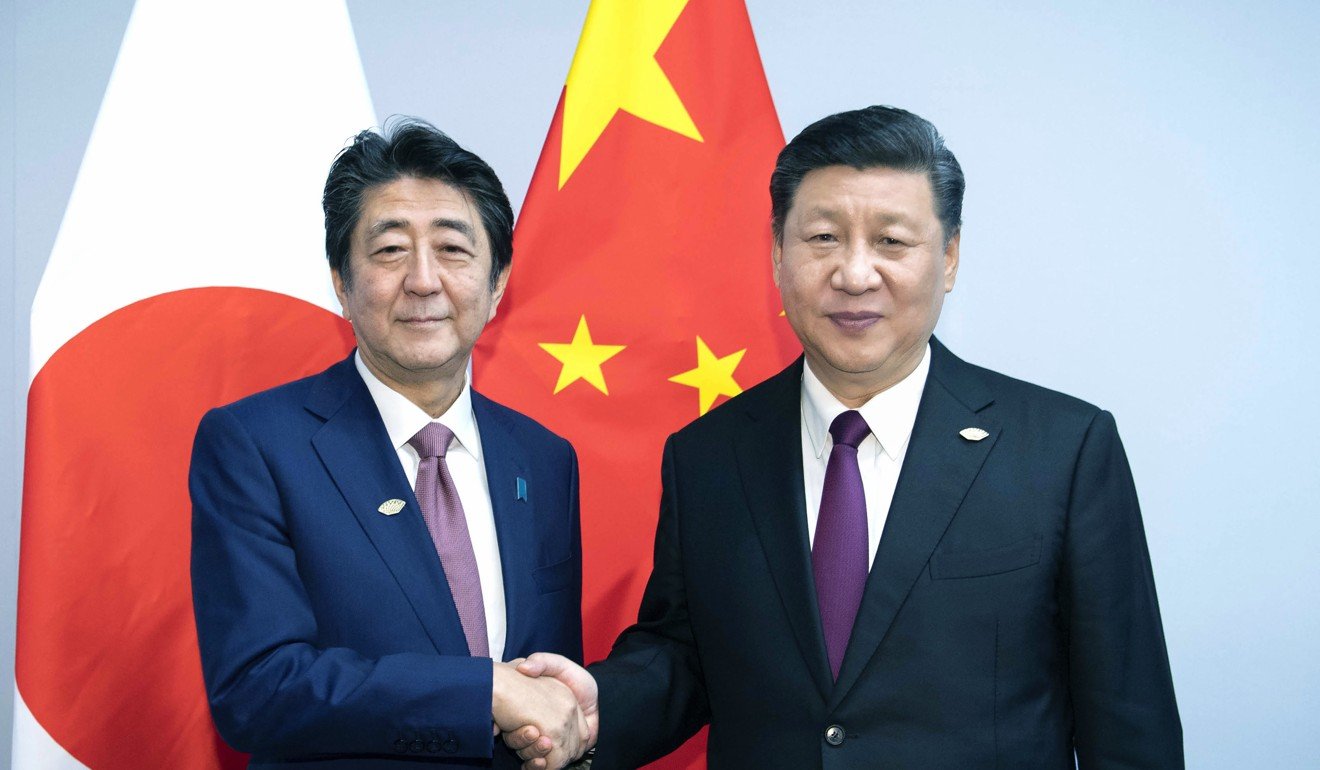 Chinese President Xi Jinping and Japanese Prime Minister Shinzo Abe pictured at the G20 summit in Argentina last year. Photo: AP