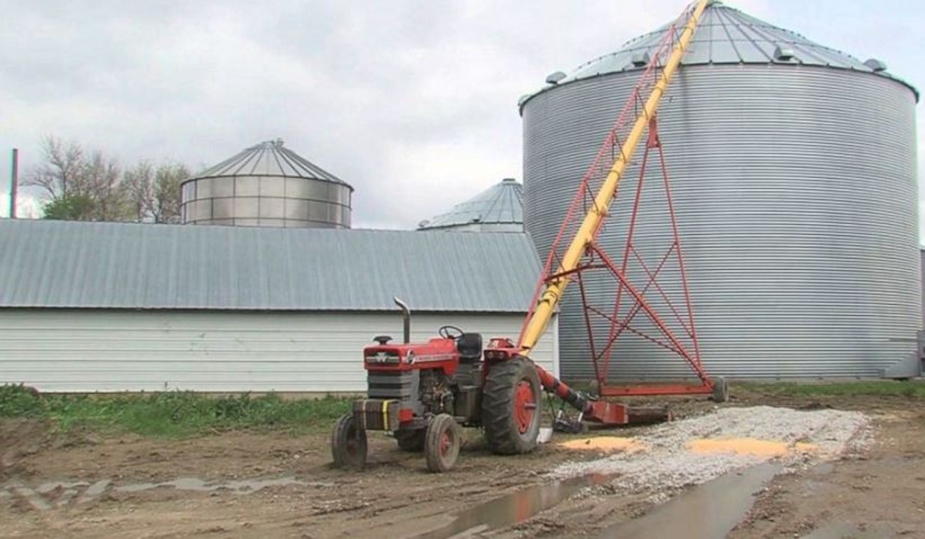 Kurt Kaser was unloading corn last month when he accidentally stepped on the opening of the hopper and his leg was sucked inside. Photo: KETV